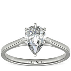 Petite Cathedral Solitaire Engagement Ring in 14k White Gold 